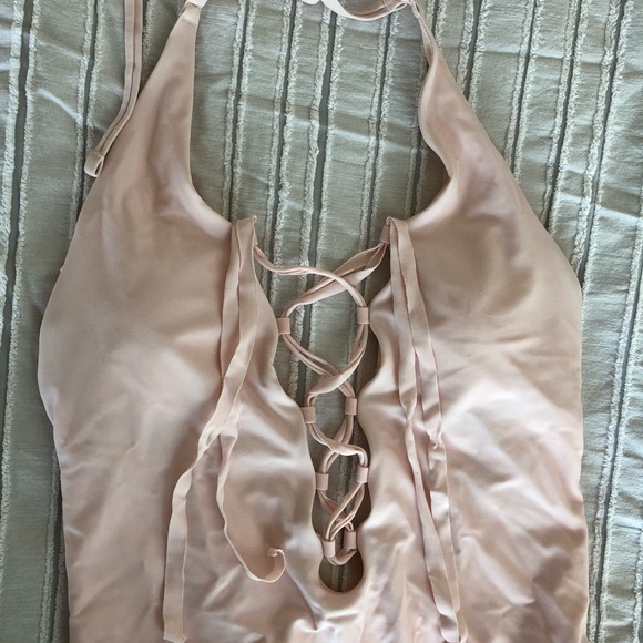 Aerie Light Pink Lace-Up One Piece Swimsuit - Picture 3 of 7